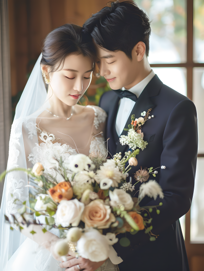 情侣婚纱照甜蜜瞬间图片