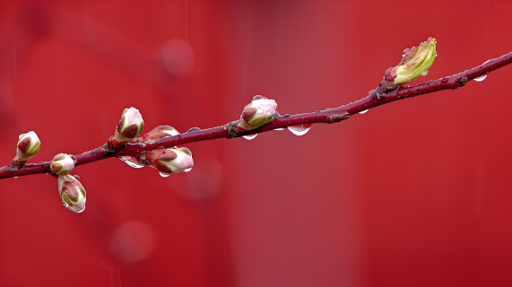 嫩芽雨滴图片