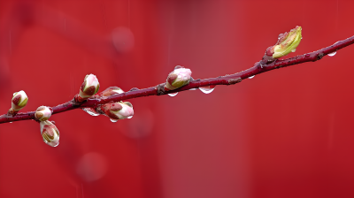 嫩芽雨滴图片