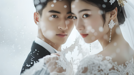 情侣婚纱照帅气夫妇图片
