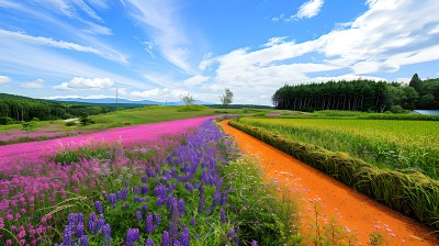 薰衣草花田春日绚烂图片