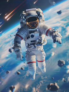 宇航员和陨石图片