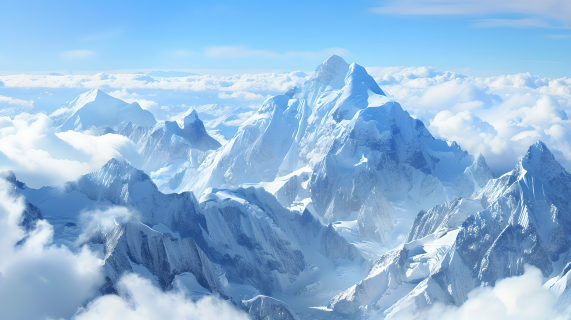 山峰白雪图片