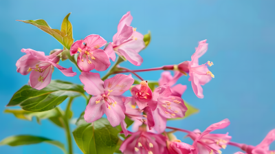 杜鹃花清澈蓝天图片