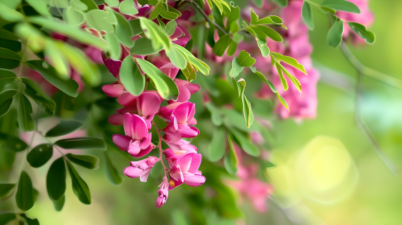 槐花绿叶图片