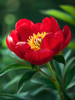 红色芍药花图片