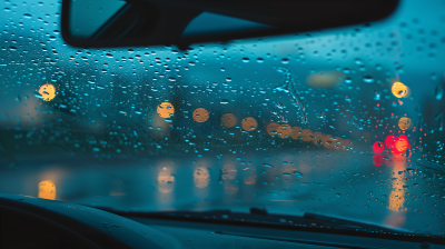 暴雨车窗景色图片