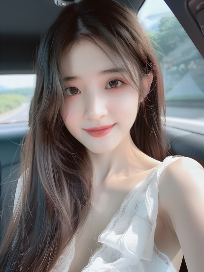 美丽姑娘白裙长发图片