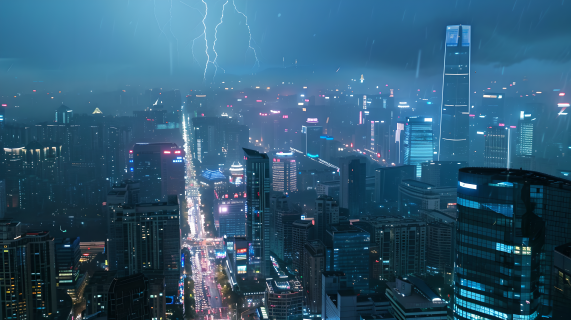 暴雨夜晚的天空图片