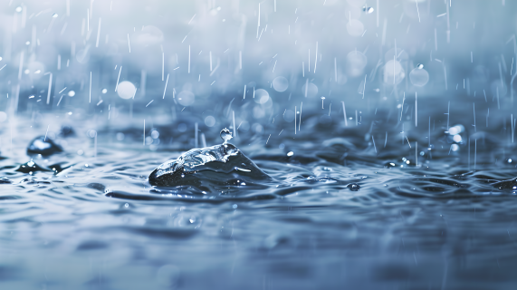 暴雨时水面上的雨滴图片