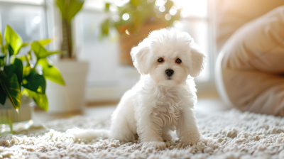 比熊犬柔和光影图片