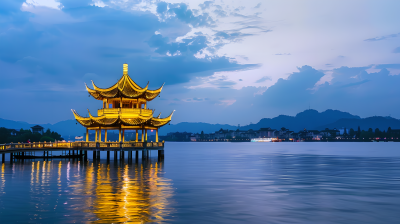 凉亭夜景图片