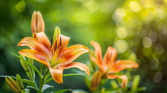 橙色百合花图片