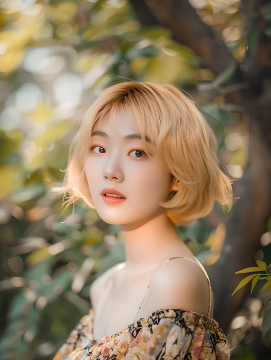 短发发型户外美景版权图片下载