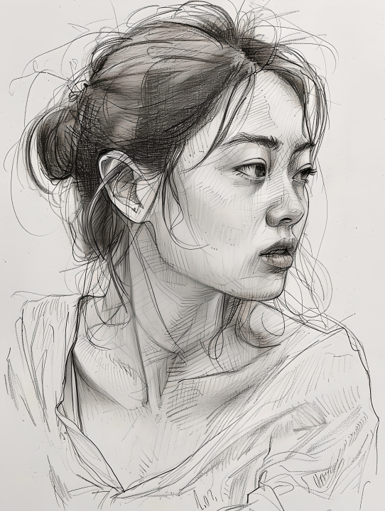 女生素描版权图片下载