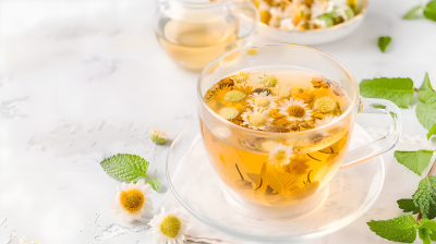 桌上的菊花茶图片