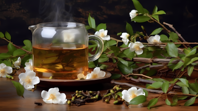 白花茶自然意象摄影图