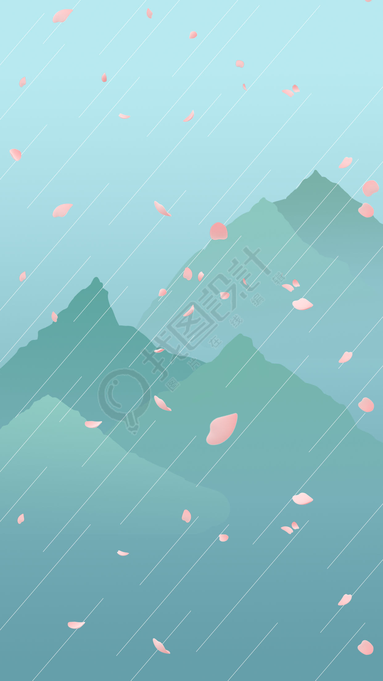 清明节花瓣雨滴青山古风背景