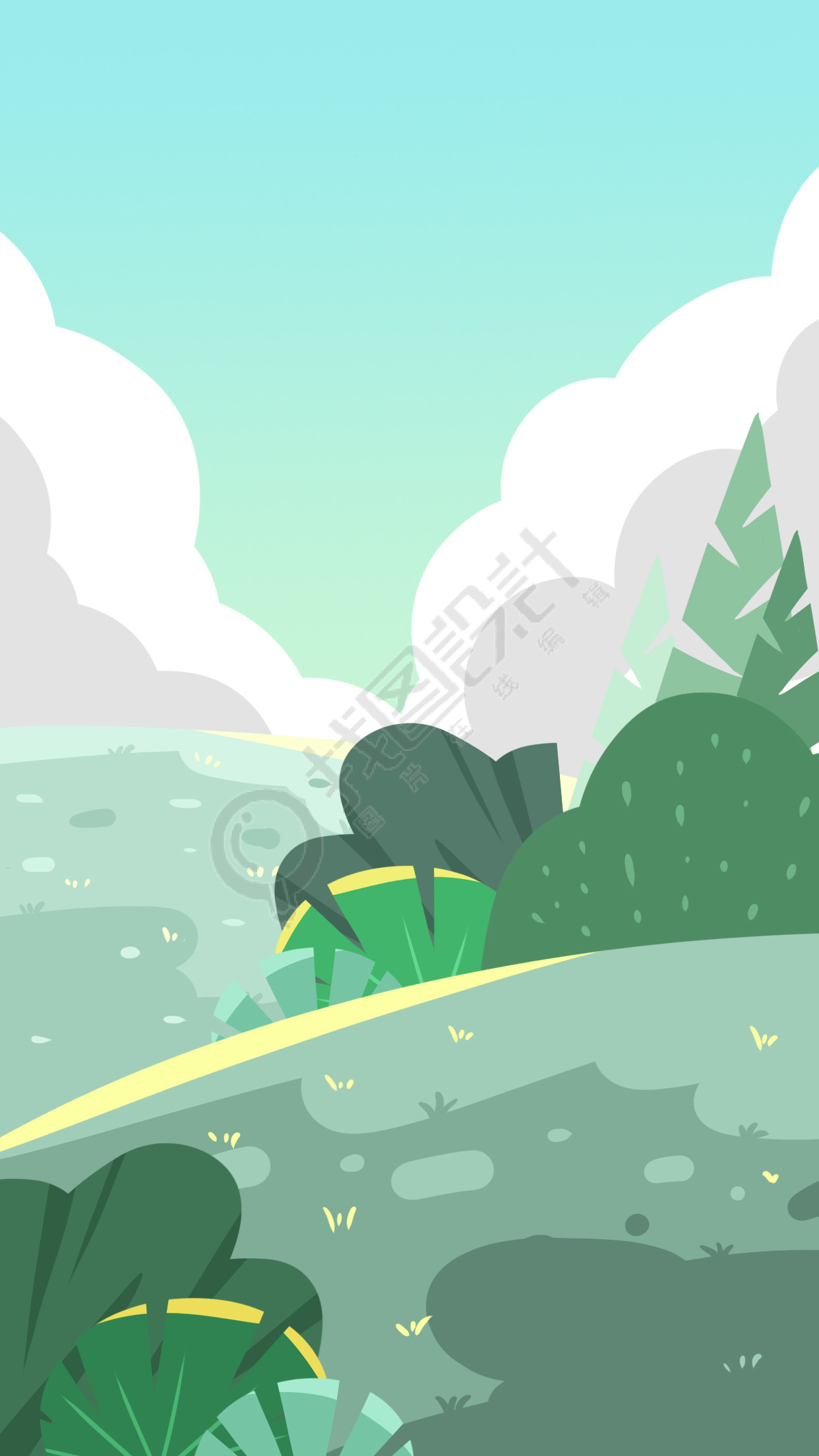 春游户外草地白云背景