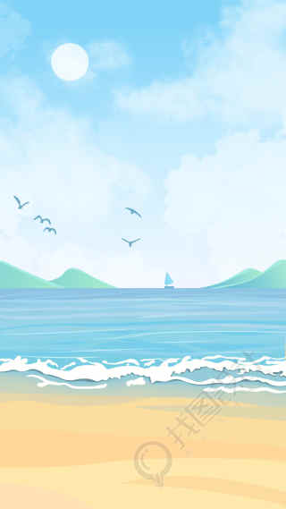 沙滩大海风景背景
