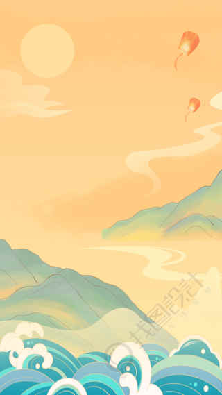 国风山水背景
