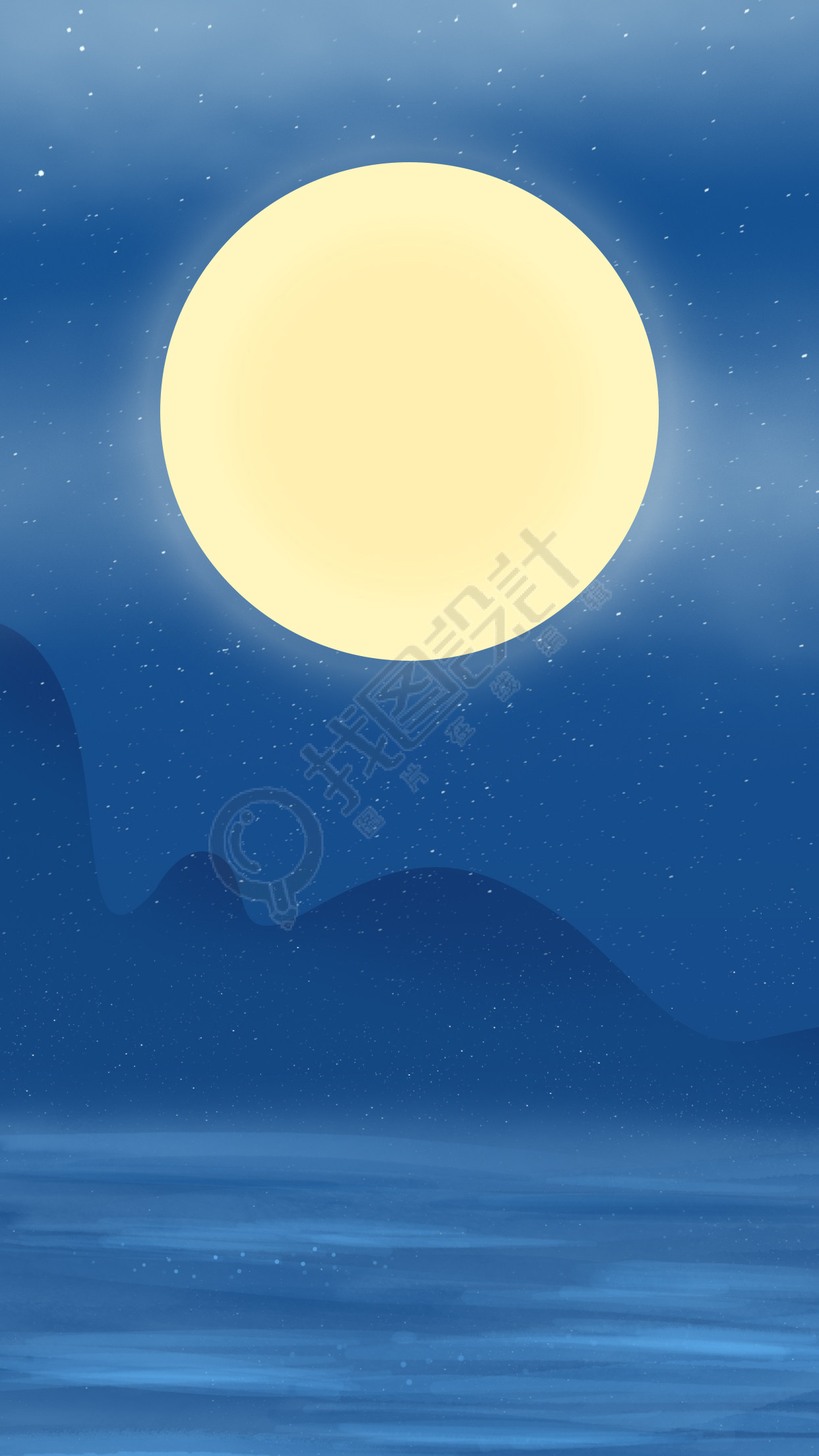 圆月云雾星空背景