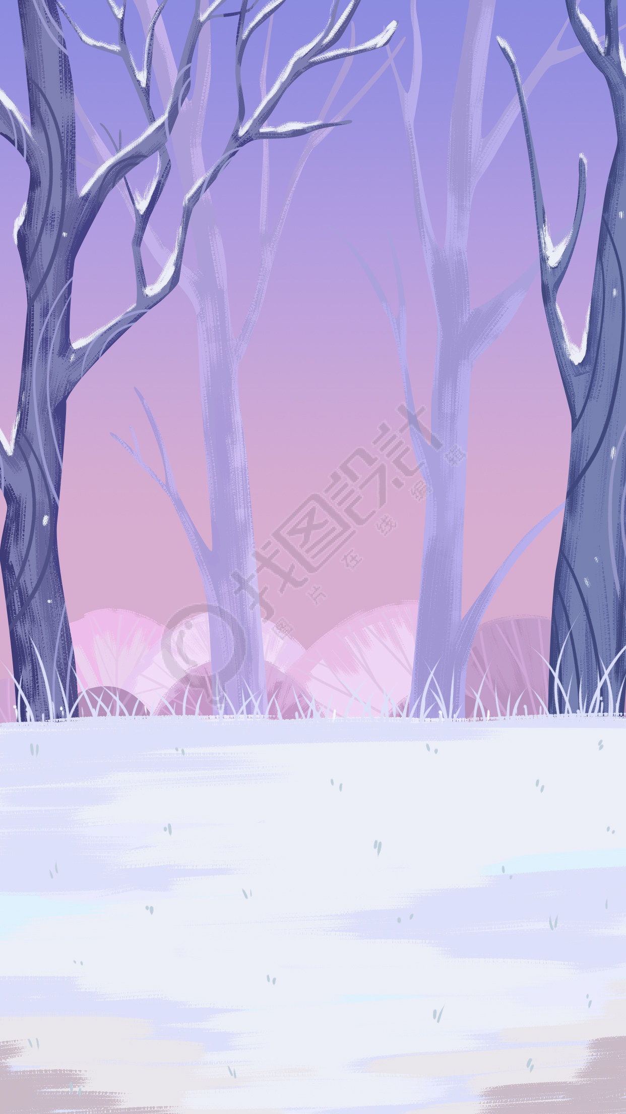 立冬雪景冬天下雪清新背景图