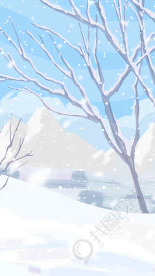 小雪山川雪地背景