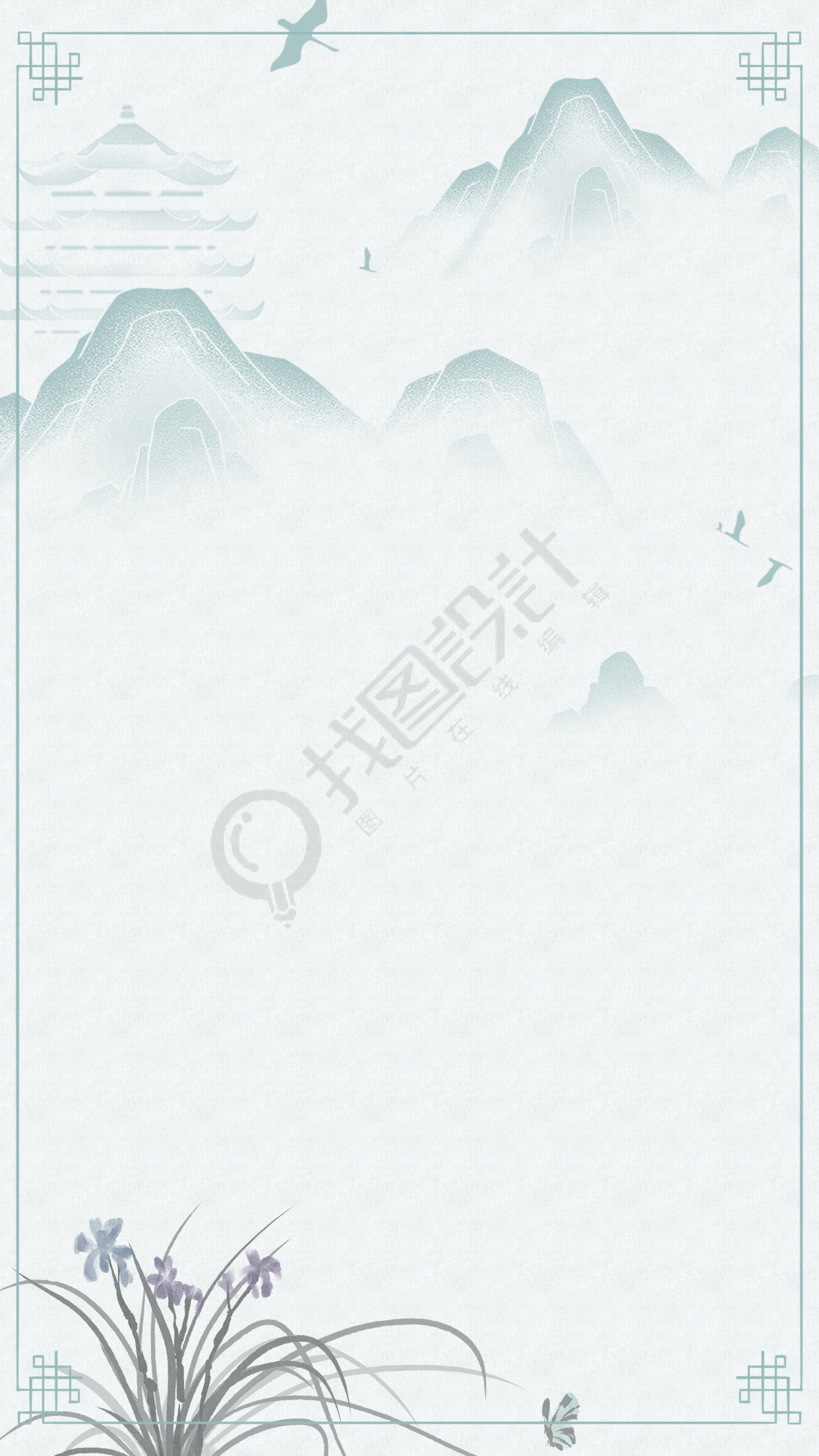 兰花国风水墨风景图片