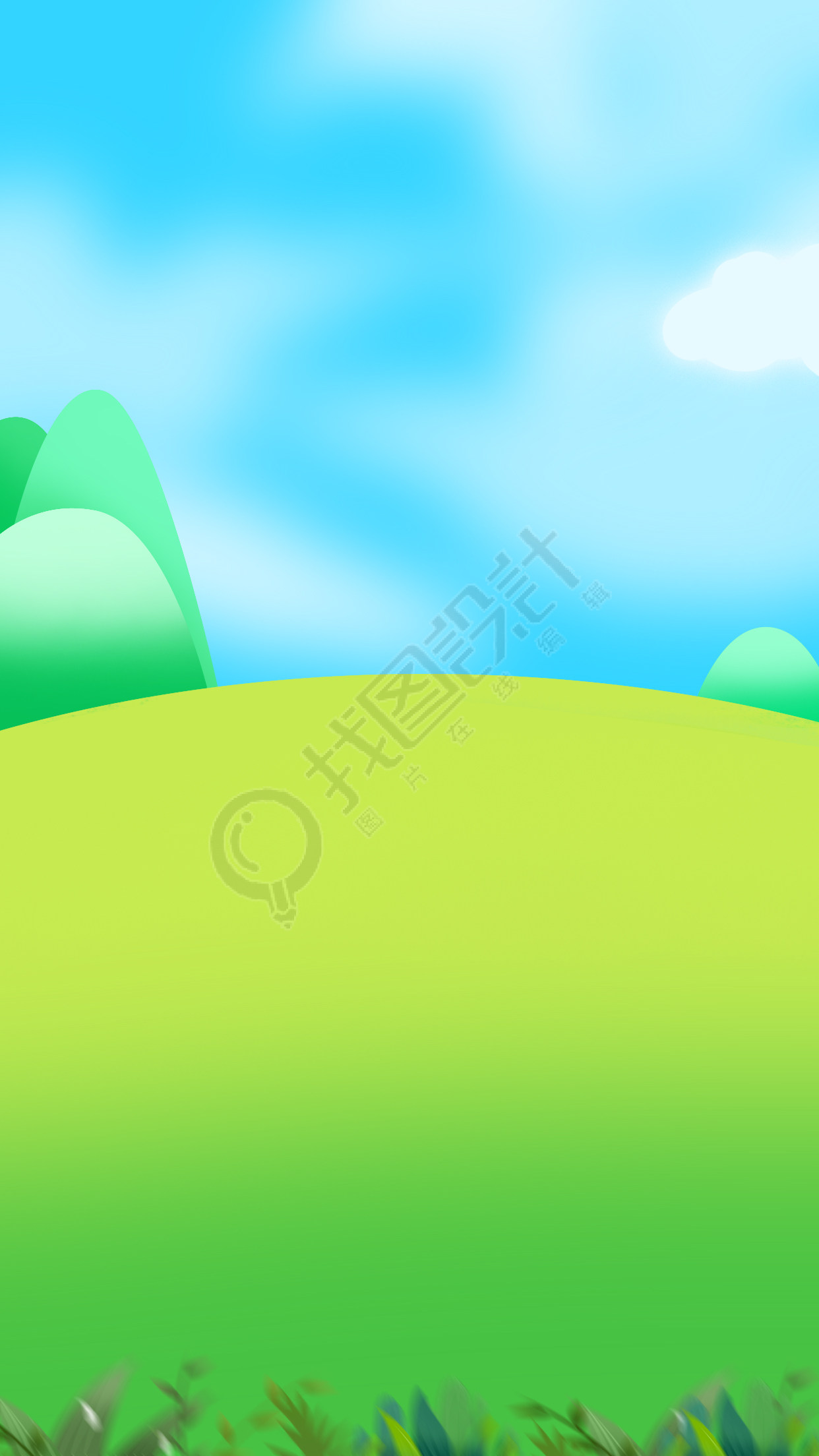 蓝天白云绿色草地背景