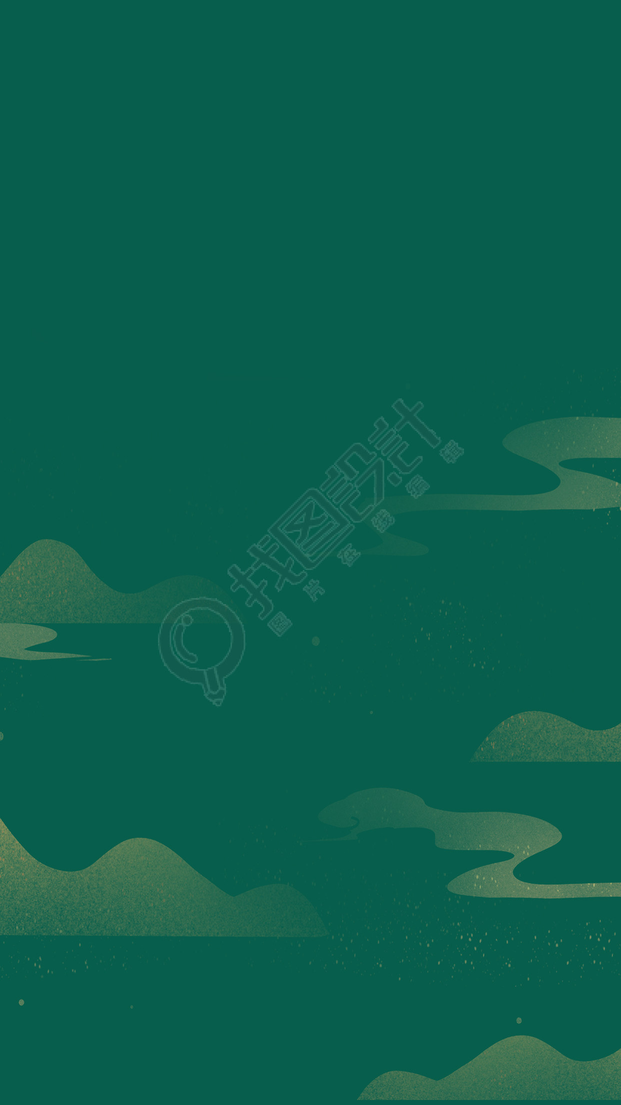 浅黄色祥云墨绿色背景