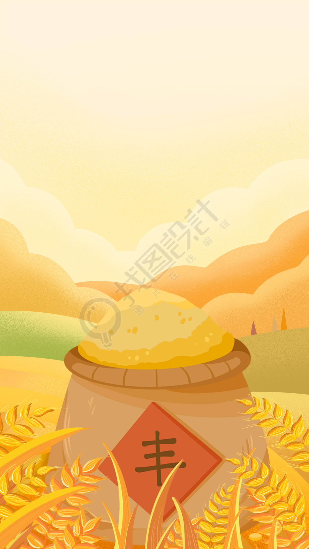 黄色系丰收季小麦背景