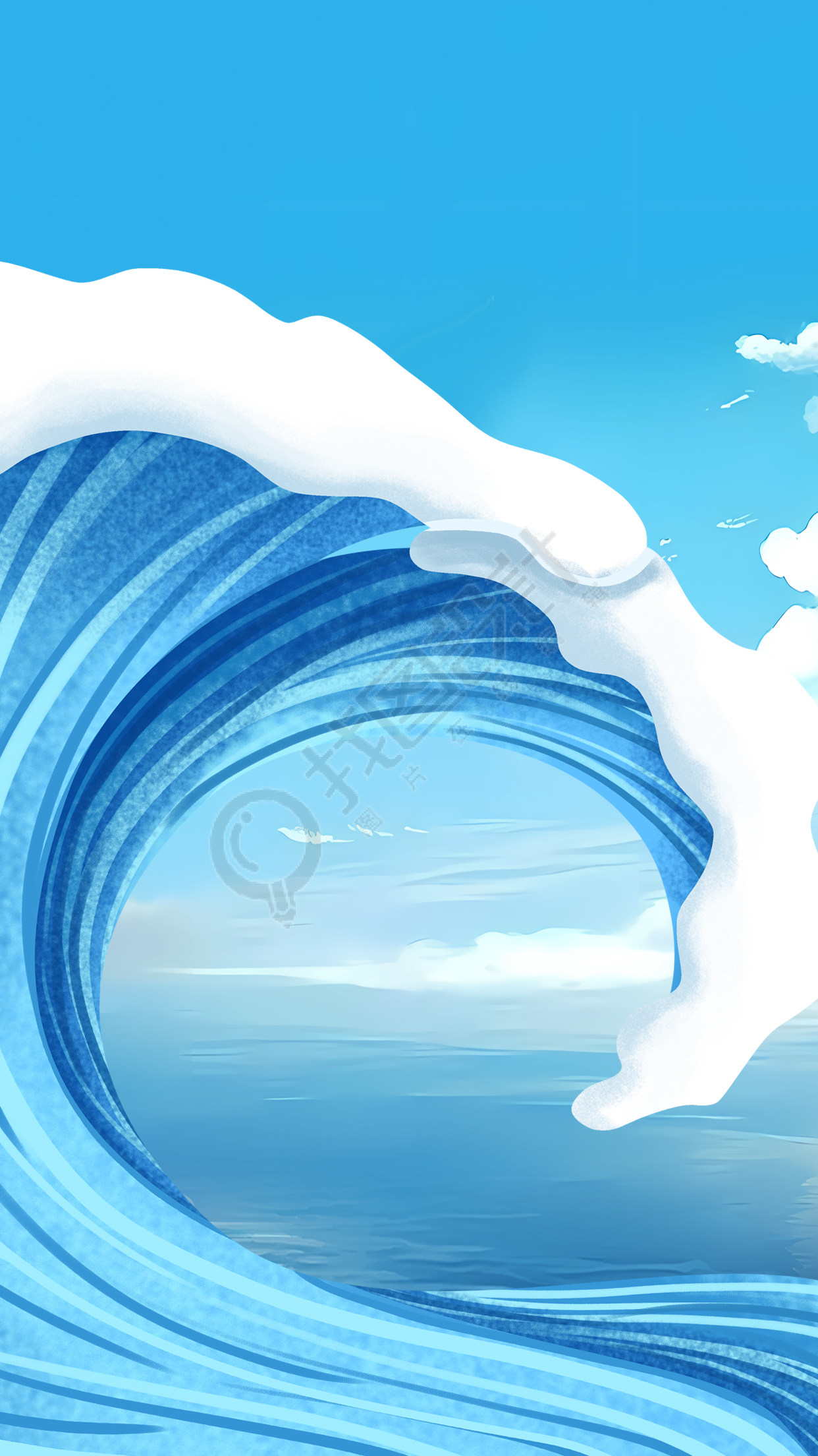 海边美景创意翻涌的海浪背景