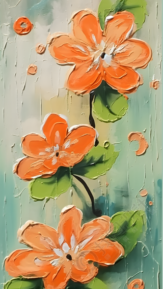 唯美大气橙色鲜花绽放背景