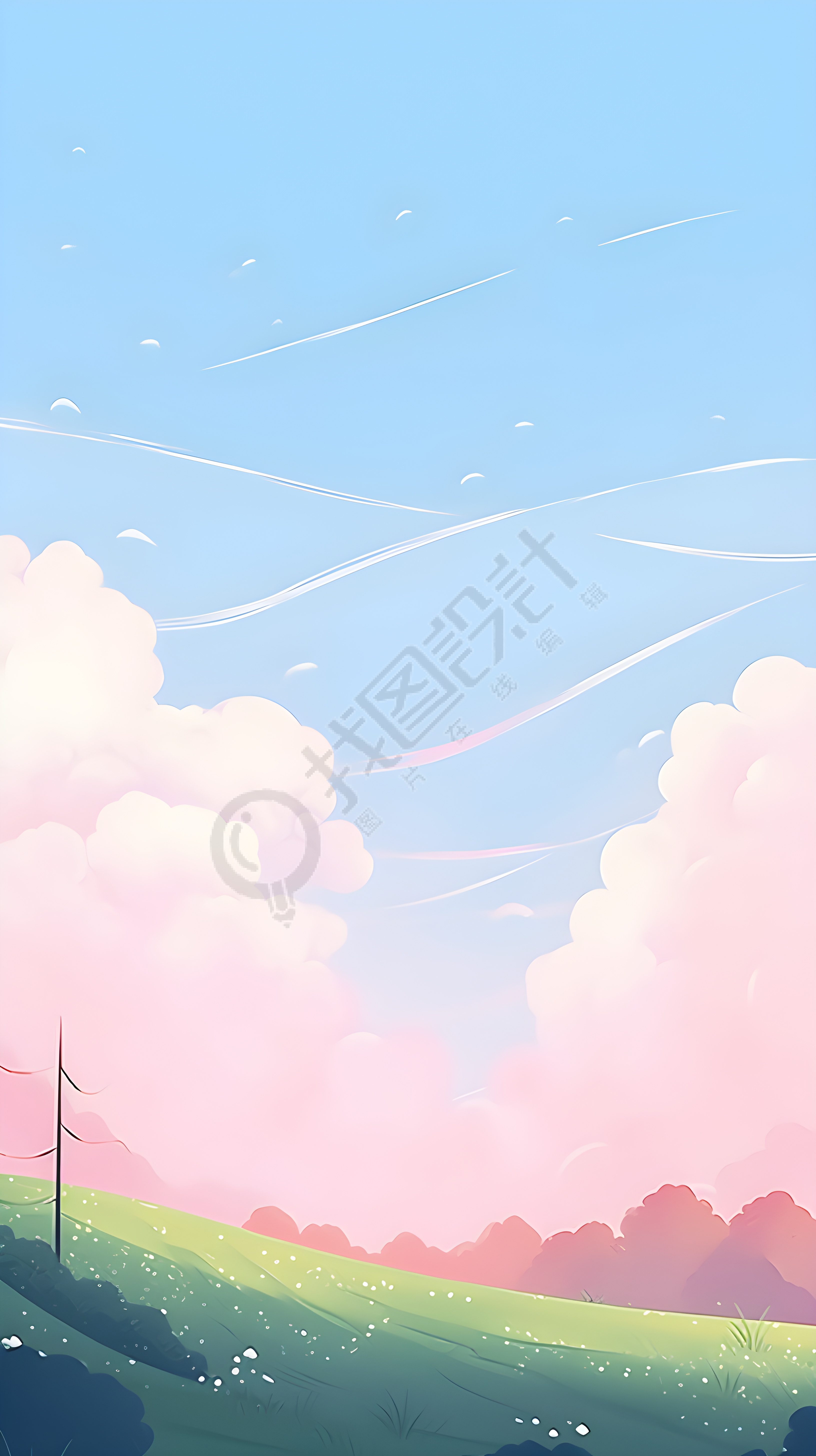 梦幻黄昏粉色白云背景