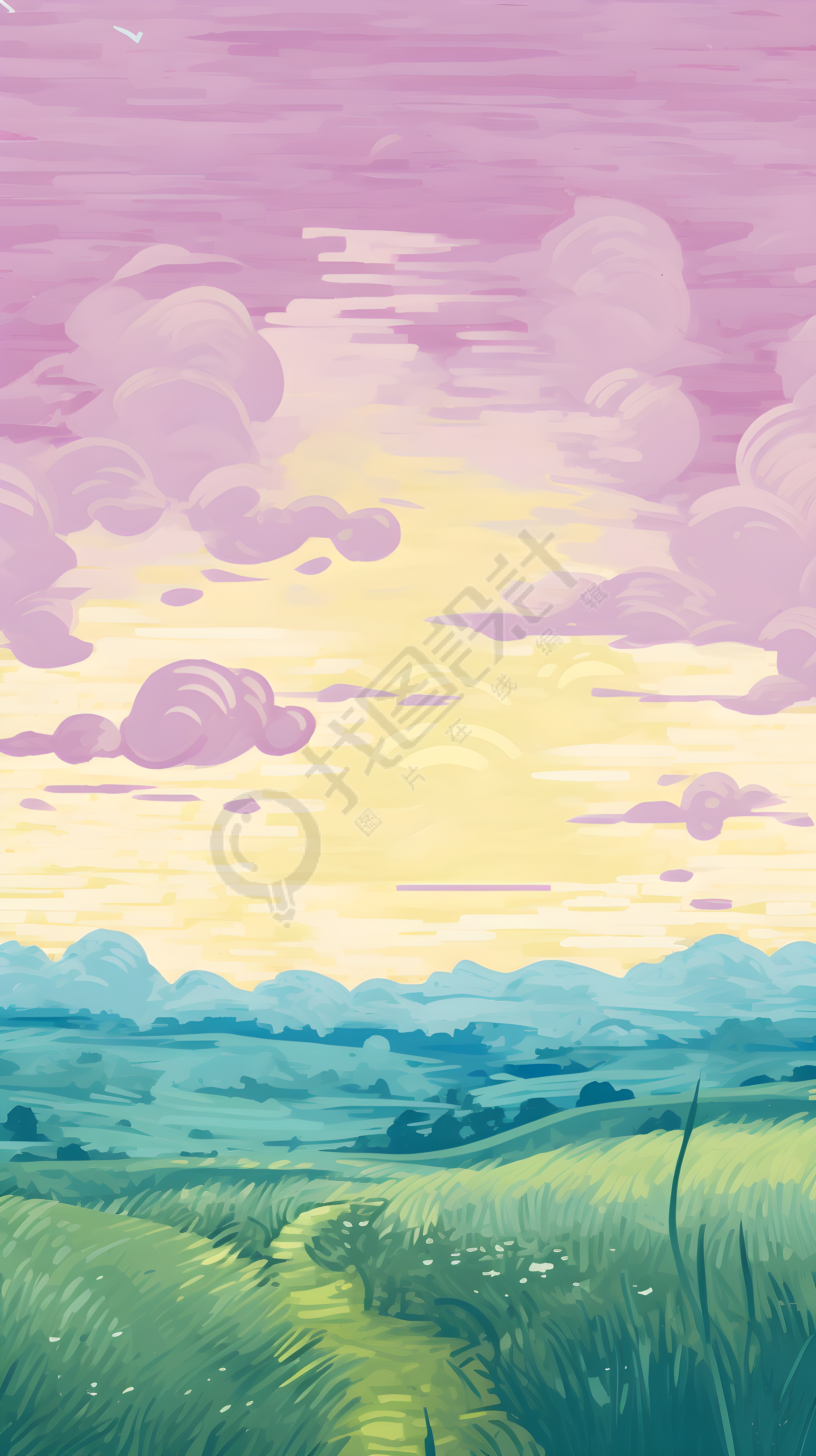 紫色天空夏日美景创意设计背景