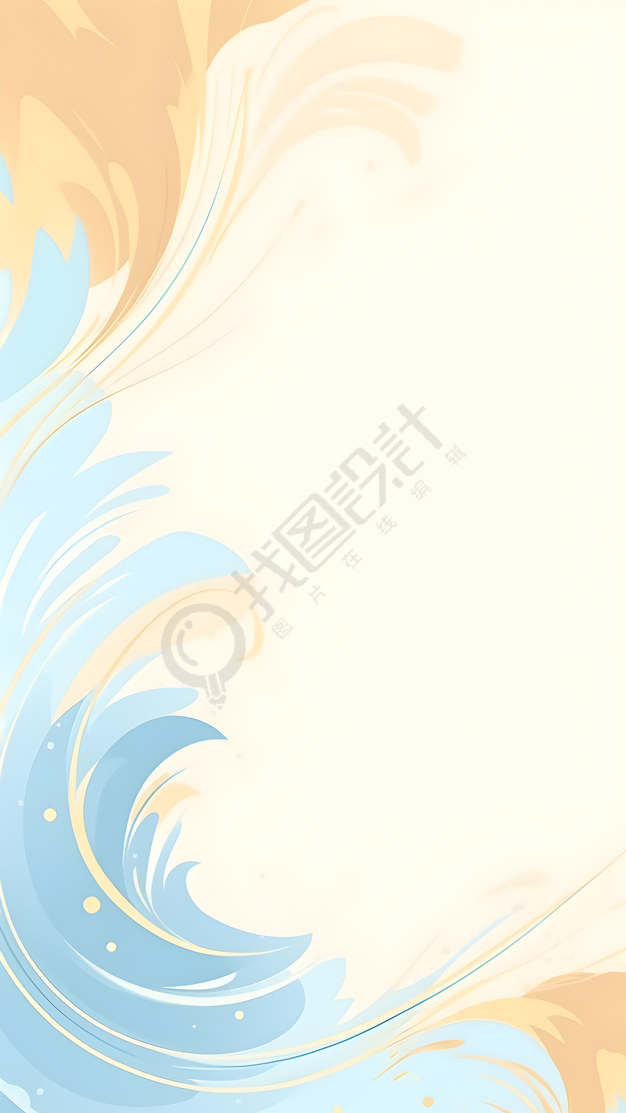 米黄色小清新创意曲线背景