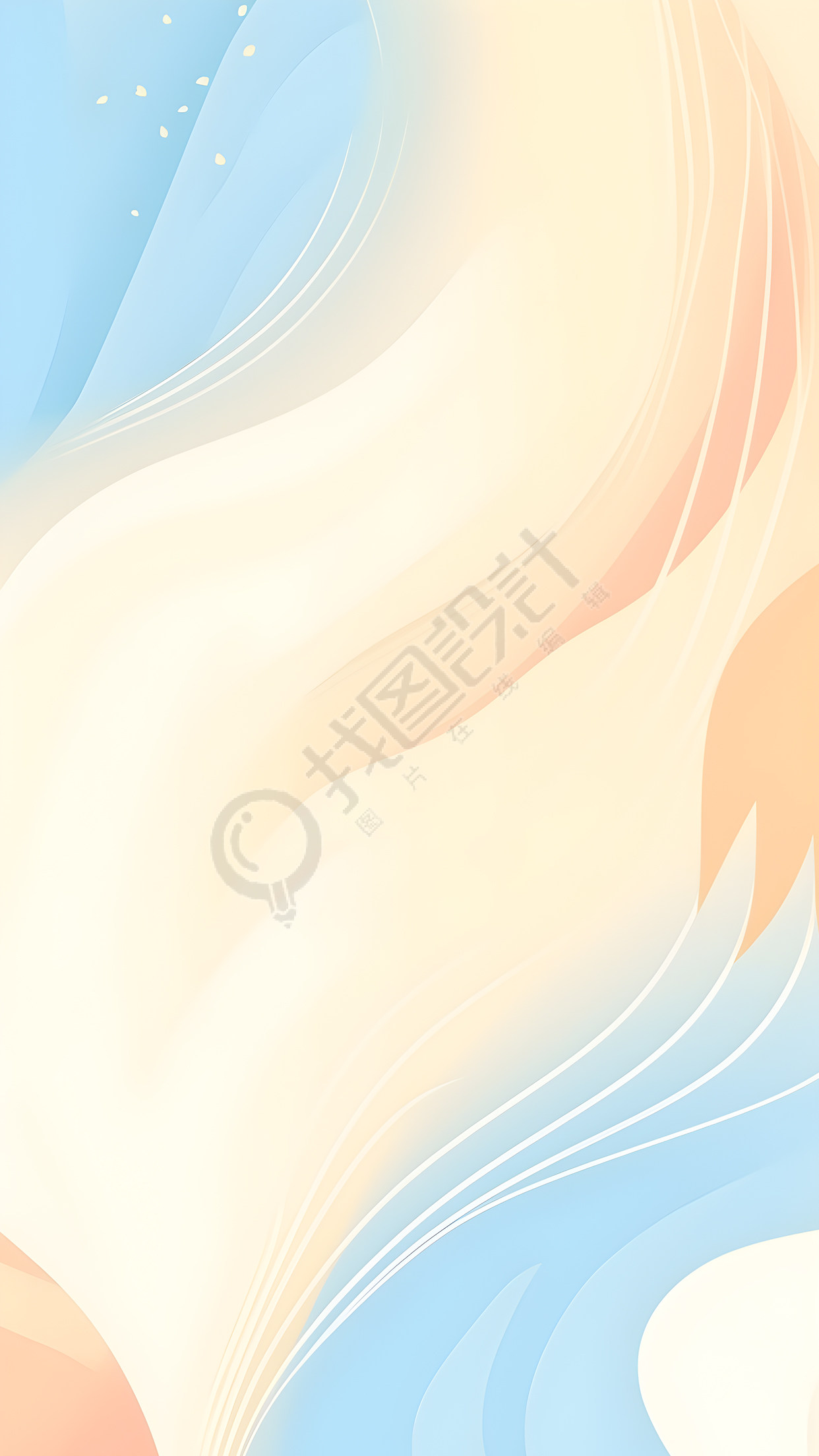 创意米黄色浅蓝色曲线背景