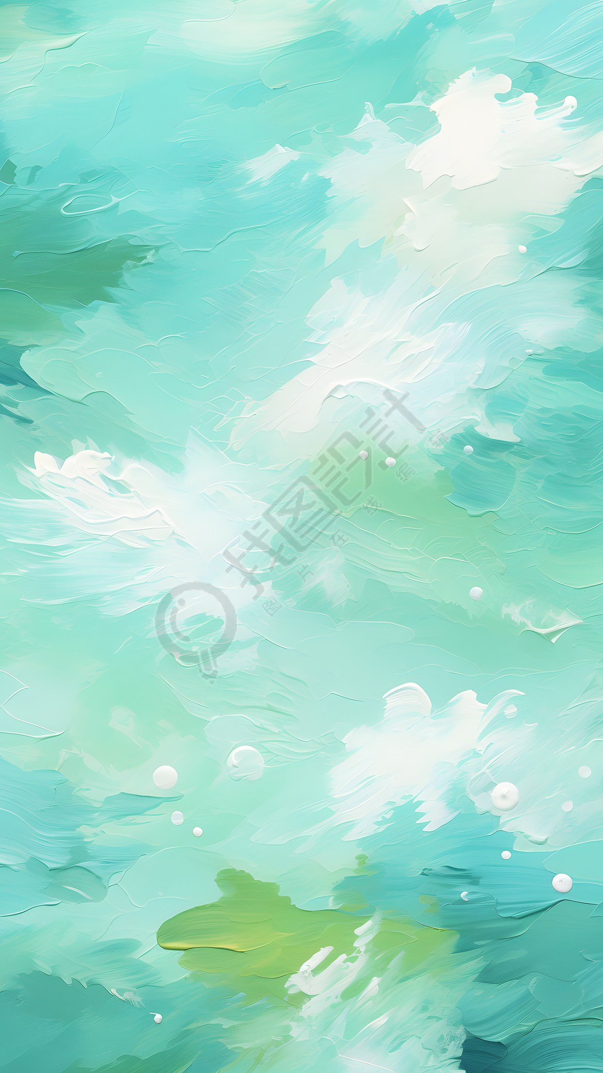 蓝绿色油画白色点缀背景