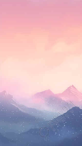 红色夕阳下的远山山顶风光背景