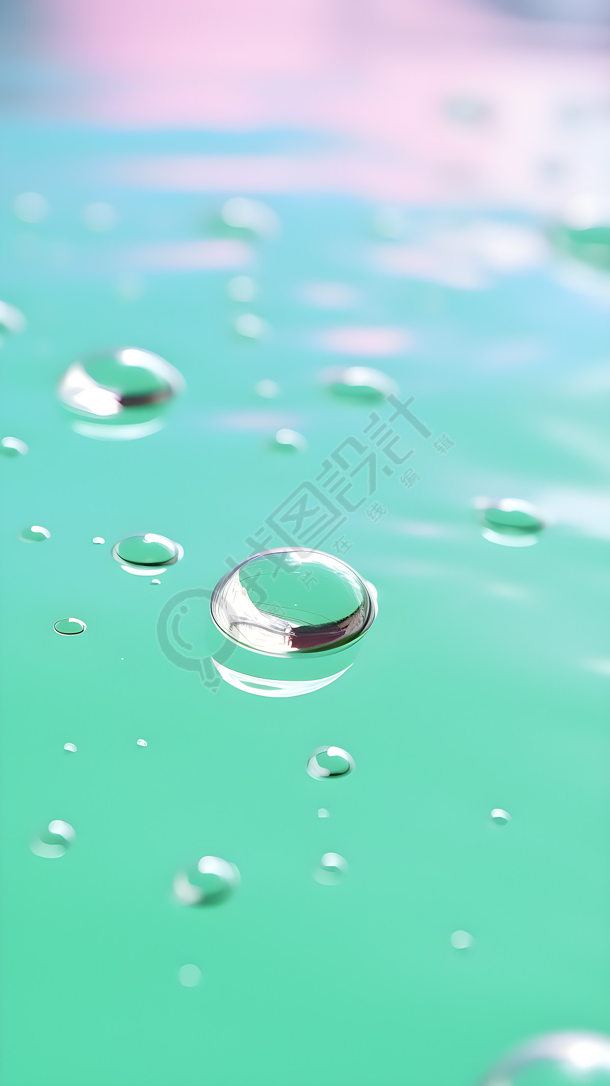 蓝绿色水滴实景背景