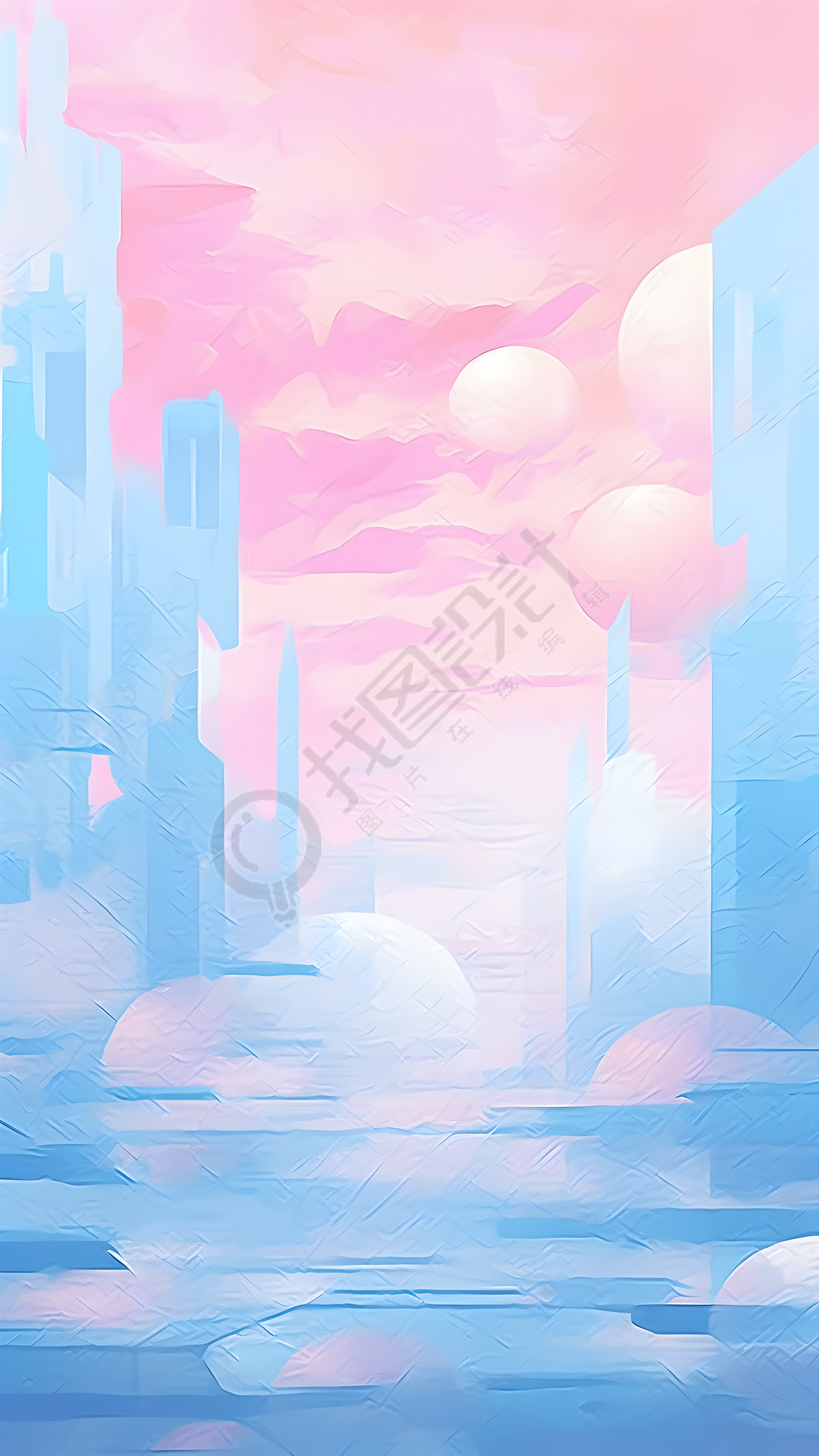 蓝粉色未来科技城背景