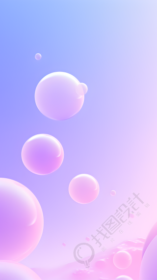 梦幻粉蓝色立体气泡背景
