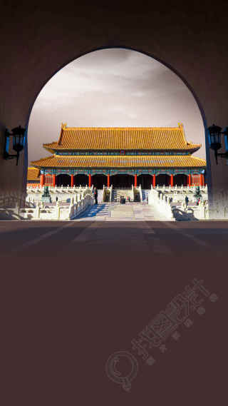 深褐色故宫实景创意背景