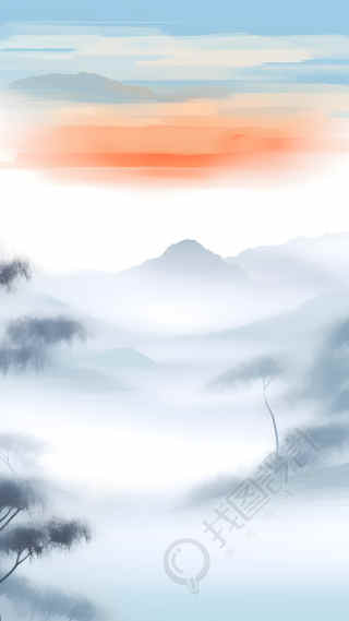 中国风水墨山水背景