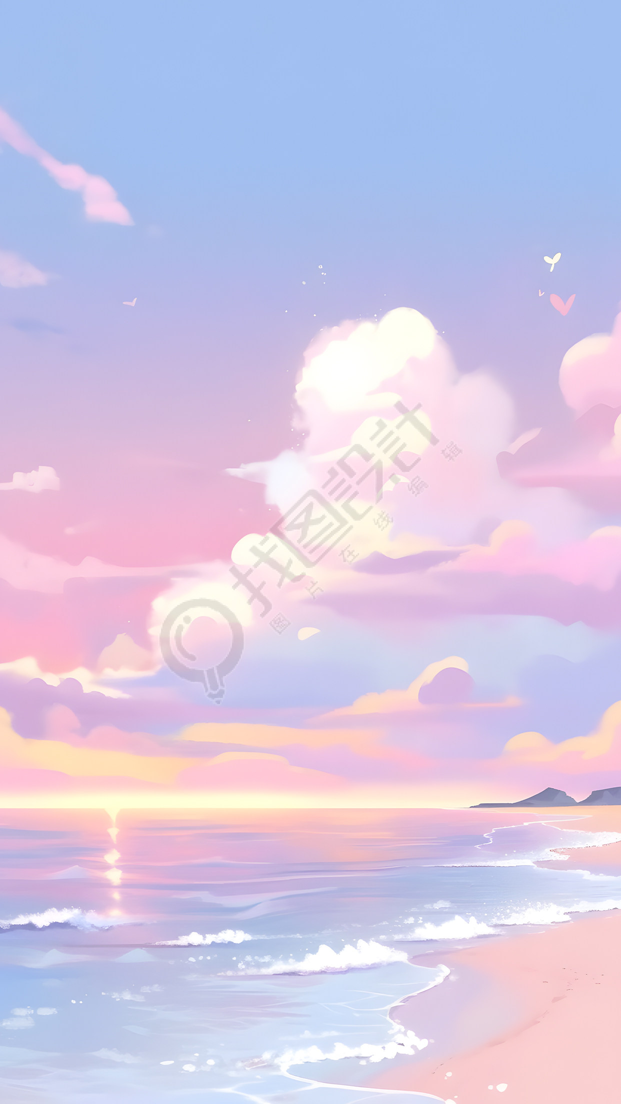 蓝紫色天空唯美小清新背景