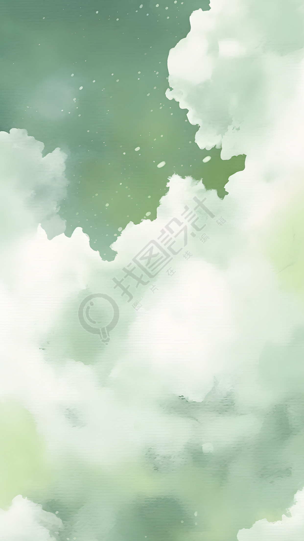 简约白云绿色天空背景