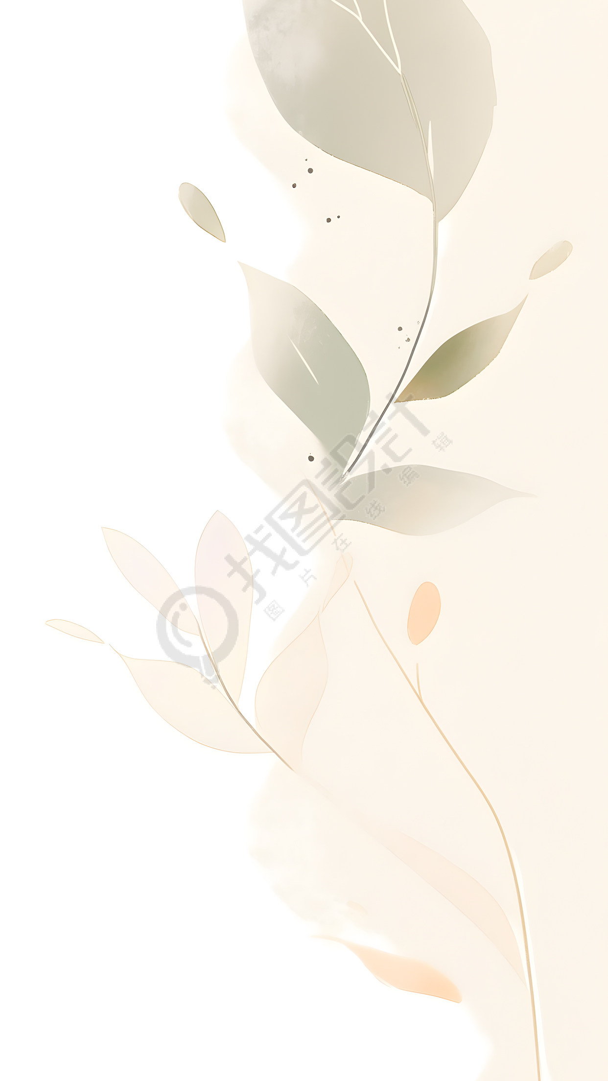 小清新树叶水彩画背景