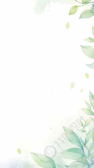 水彩画简约叶片背景