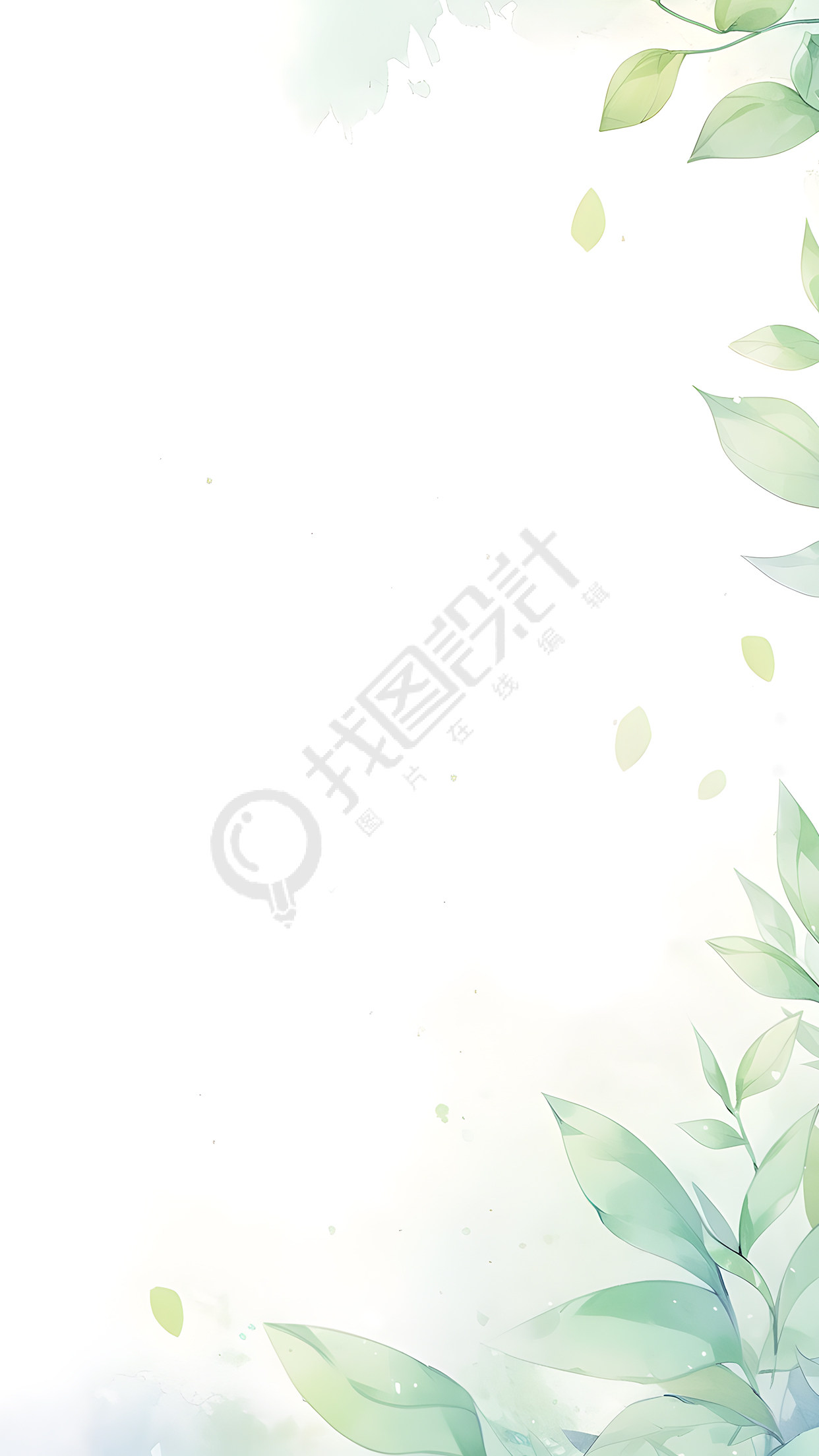 水彩画简约叶片背景